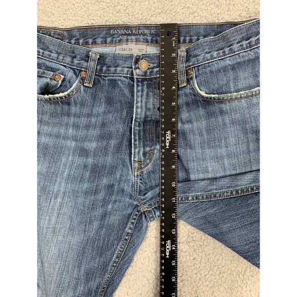 BANANA REPUBLIC Straight Fit 34x34 Distressed Denim Blue Jeans 5 Pockets 2009 - Picture 9 of 12